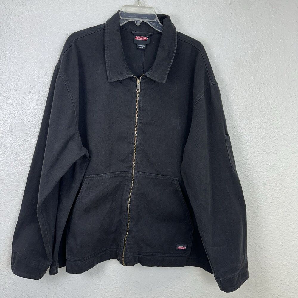 Dickies Men’s Black Canvas Jacket Casual Grunge Work Full Zip Size 2XLR